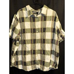 Jane Ashley Woman 26/28 Plaid Embroidered Hearts Button Up Shirt Plus Size